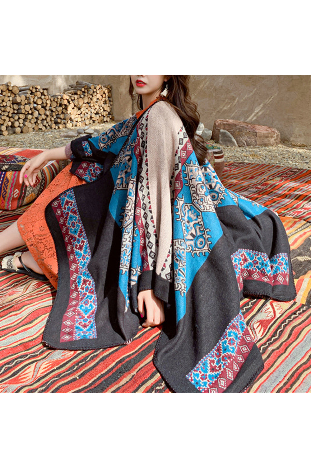 Women Modern Styled Thick Printed Pattern Casual Winter Shawl