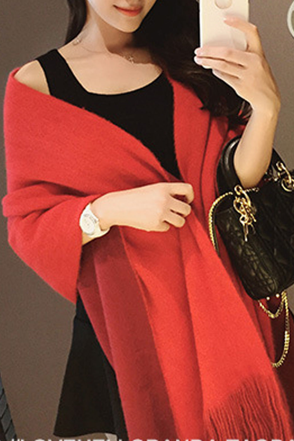 Women Pretty Solid Pattern Cashmere Soft Breathable Shawl