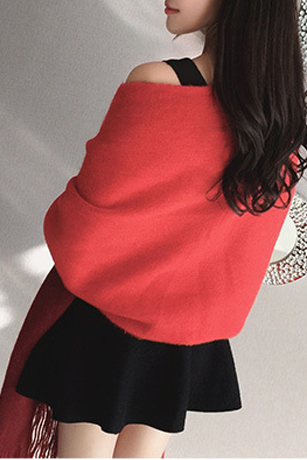 Women Pretty Solid Pattern Cashmere Soft Breathable Shawl