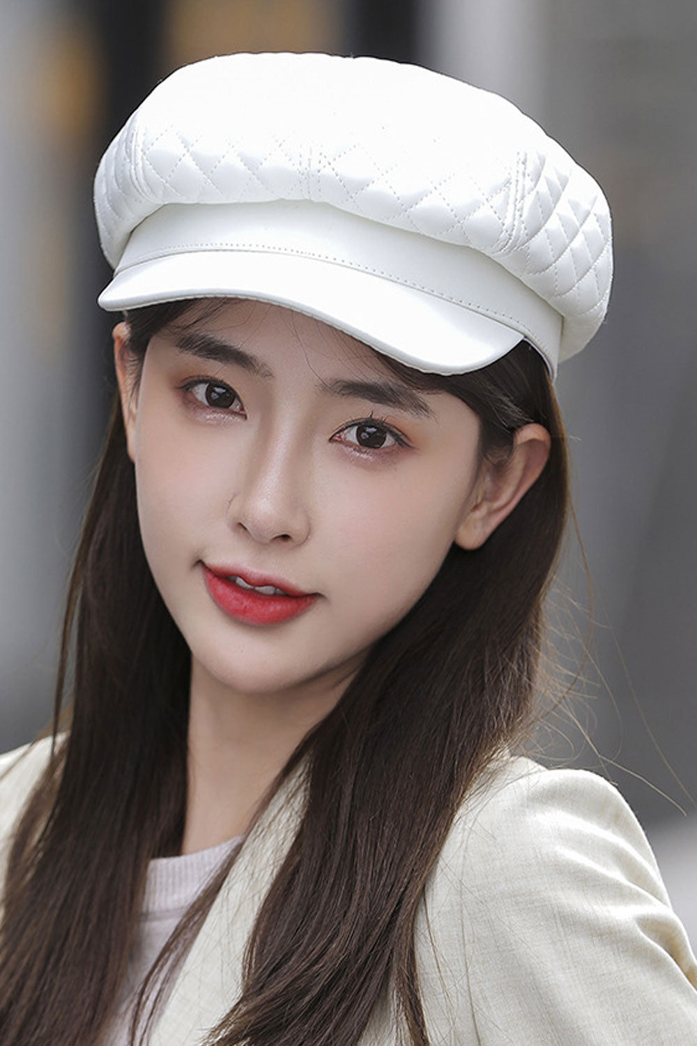 Women Cold Protection PU Leather Warm Beret Hat