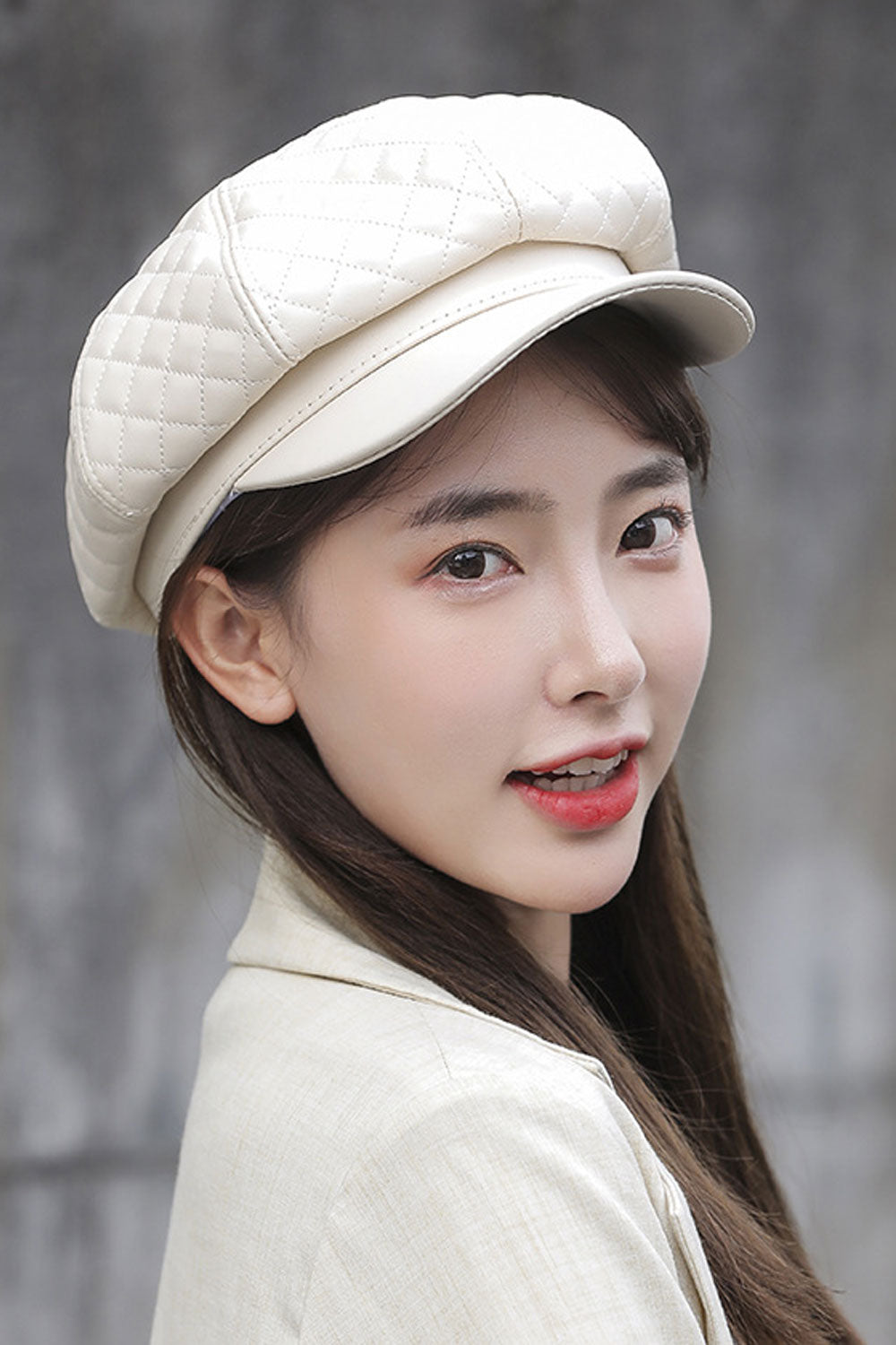 Women Cold Protection PU Leather Warm Beret Hat
