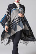 Women Fashionable Tassel Decorated Printed Style Thick Shawl