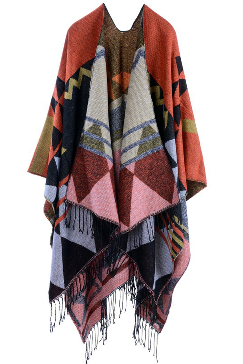 Women Fashionable Tassel Decorated Printed Style Thick Shawl