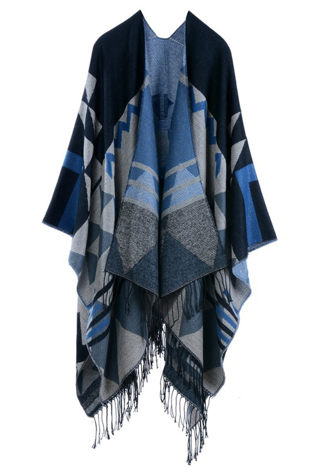 Women Fashionable Tassel Decorated Printed Style Thick Shawl