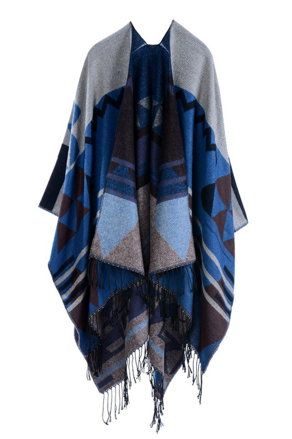 Women Fashionable Tassel Decorated Printed Style Thick Shawl