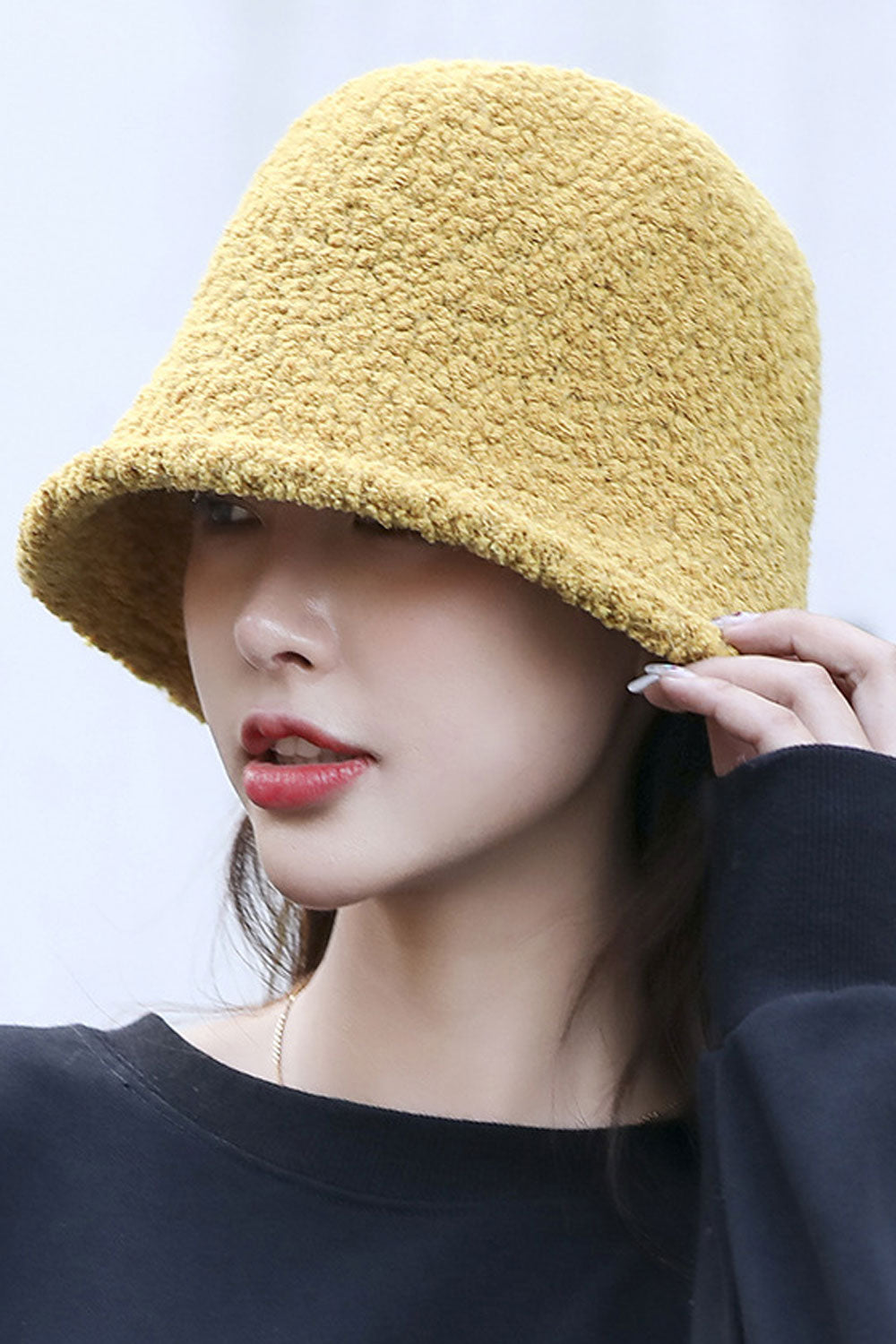Women Solid Lamb Hair Cold Protection Warm Beret Hat