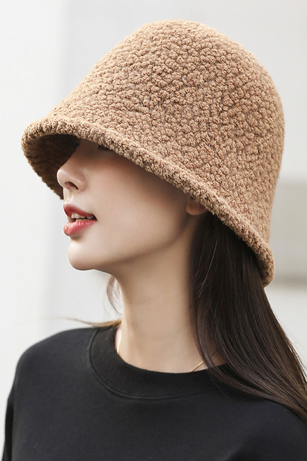 Women Solid Lamb Hair Cold Protection Warm Beret Hat