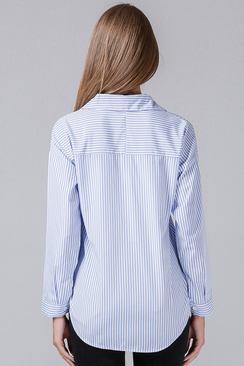 Women Collar Neck Fashionable Striped Pattern Lovely Shirt