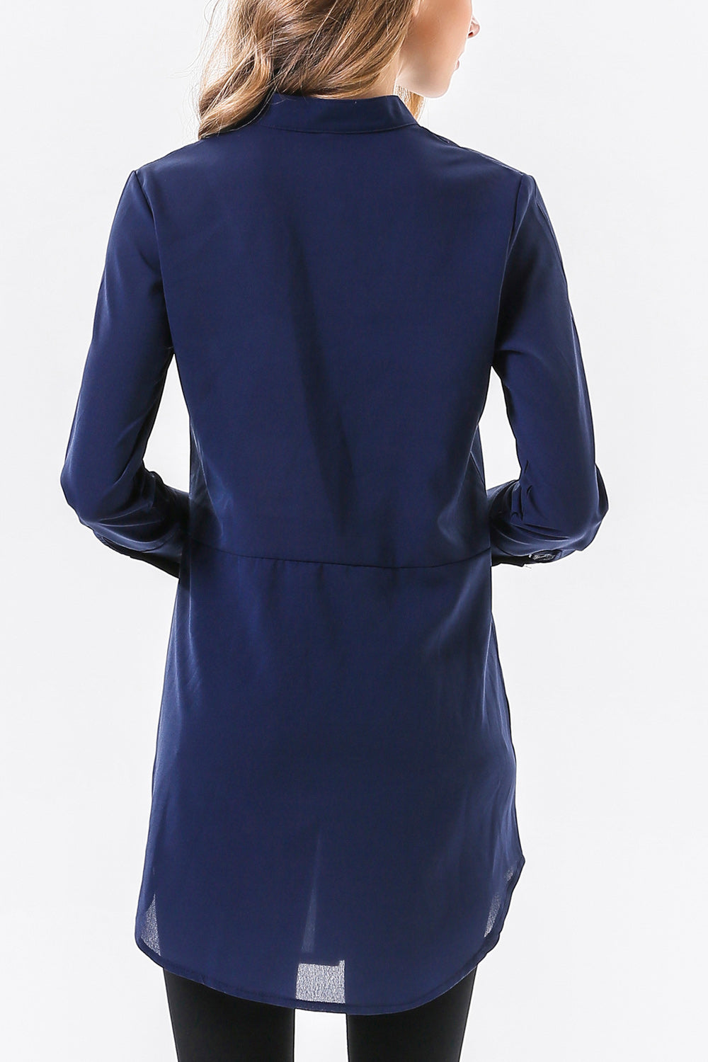 Women Mid Length Long Sleeve Solid Colored Magnificent Shirt