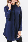 Women Mid Length Long Sleeve Solid Colored Magnificent Shirt