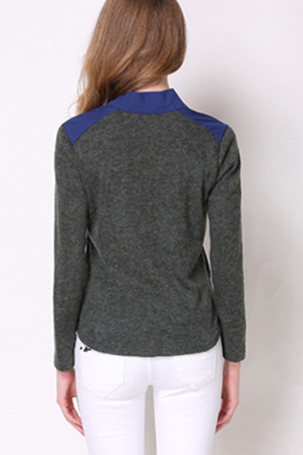 Women Slim Fit Soft Spring Season Long Sleeve Stand Up Collar Shirt