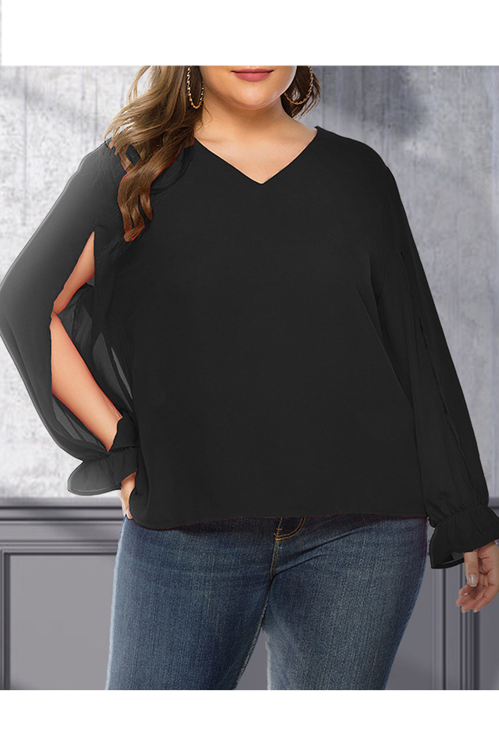 Women Elegant Solid Colored V-Neck Trendy Stylish Casual Shirt