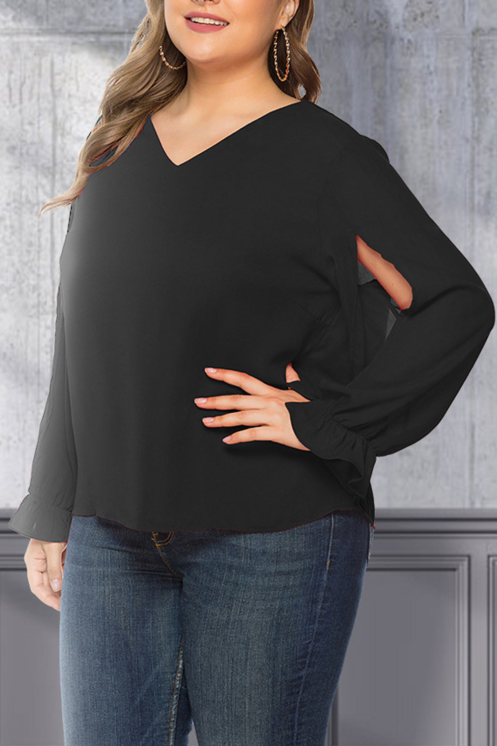 Women Elegant Solid Colored V-Neck Trendy Stylish Casual Shirt
