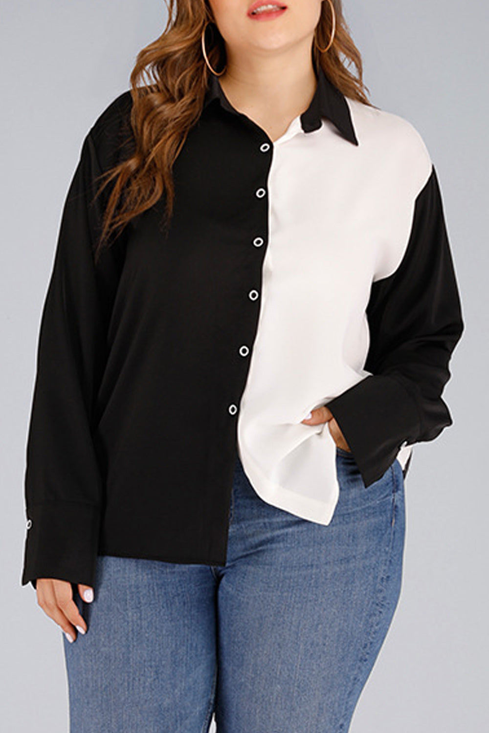 Women Button Down Long Sleeve Classy Collar Neck Casual Shirt
