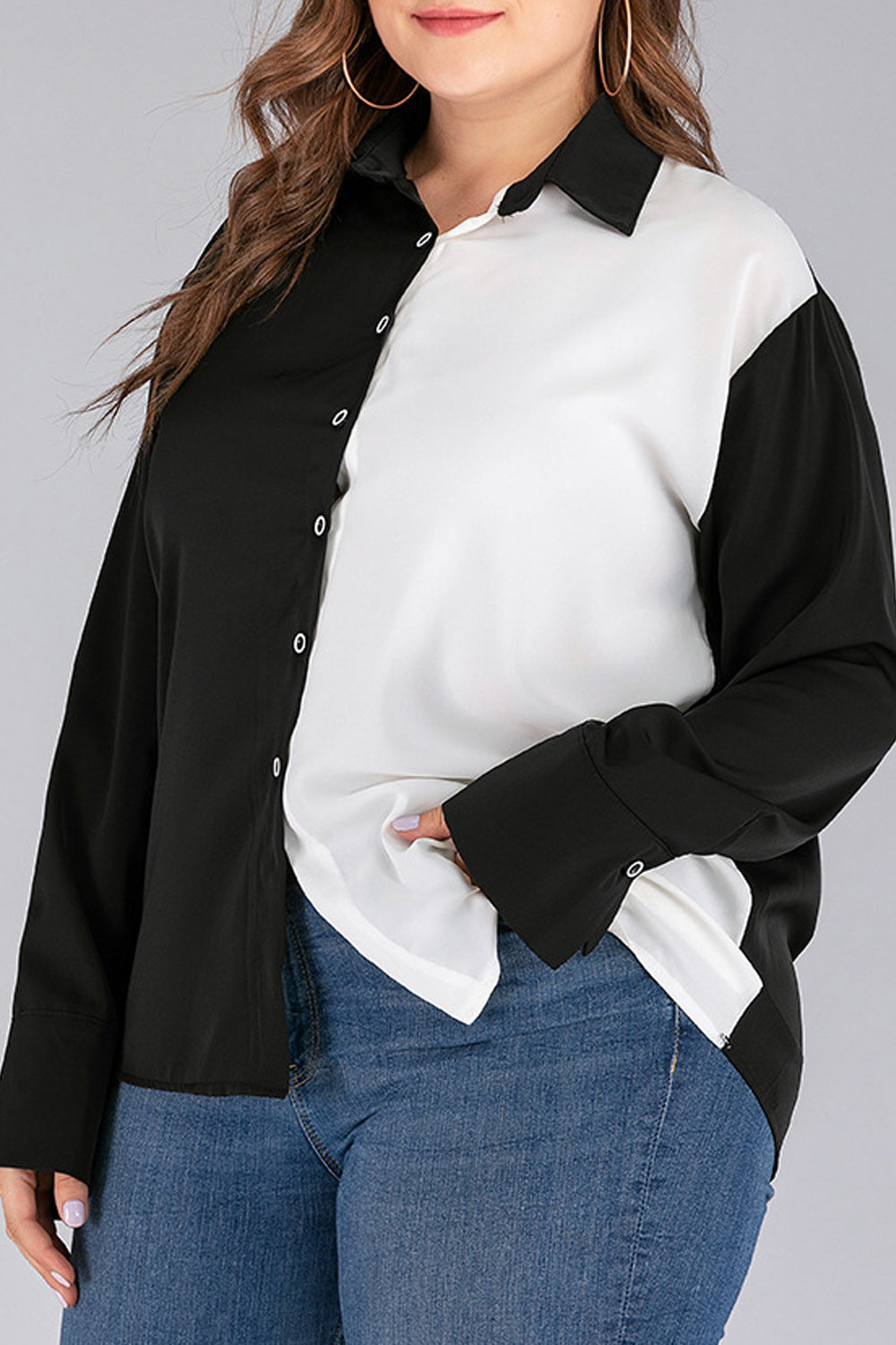 Women Button Down Long Sleeve Classy Collar Neck Casual Shirt