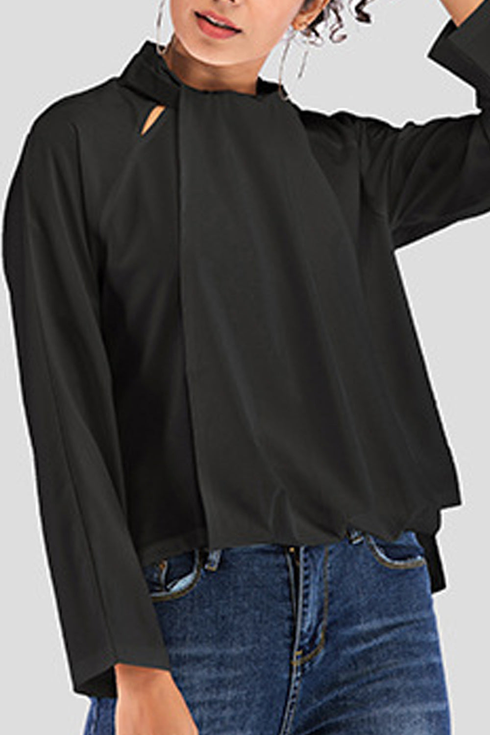 Women Breathable Loose Style Long Sleeve Solid Pattern Trendy Shirt