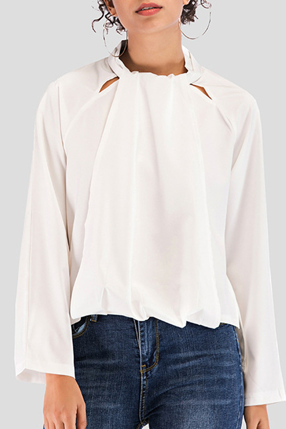 Women Breathable Loose Style Long Sleeve Solid Pattern Trendy Shirt