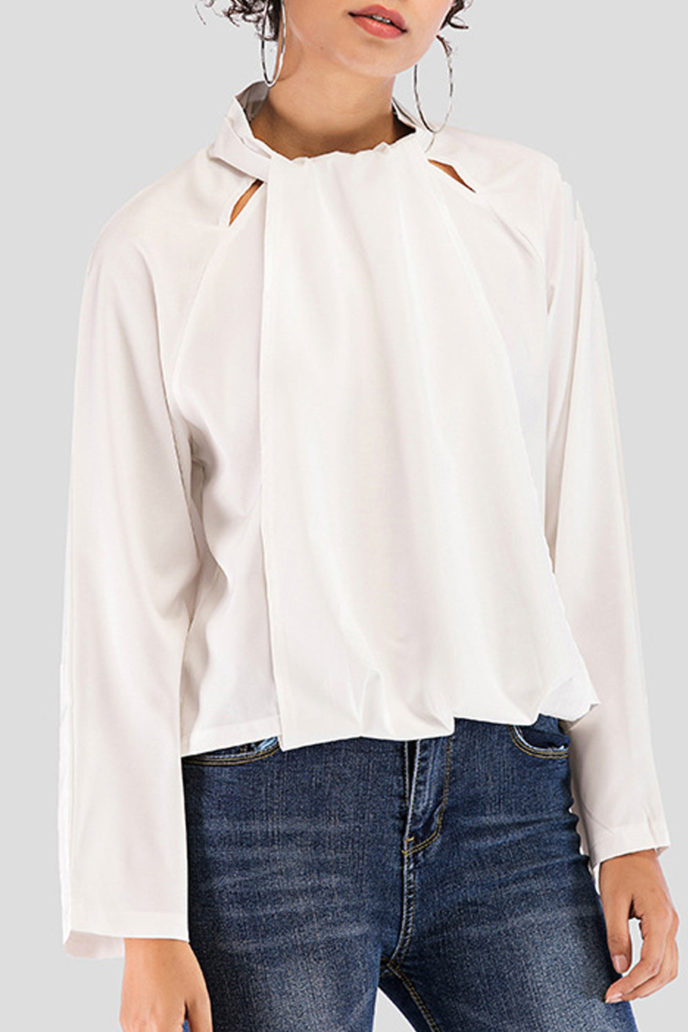 Women Breathable Loose Style Long Sleeve Solid Pattern Trendy Shirt