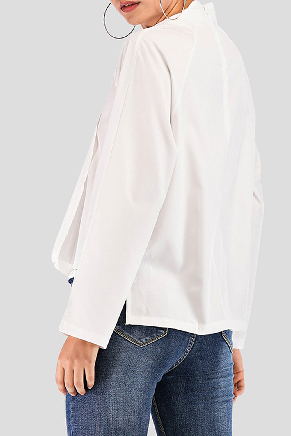 Women Breathable Loose Style Long Sleeve Solid Pattern Trendy Shirt
