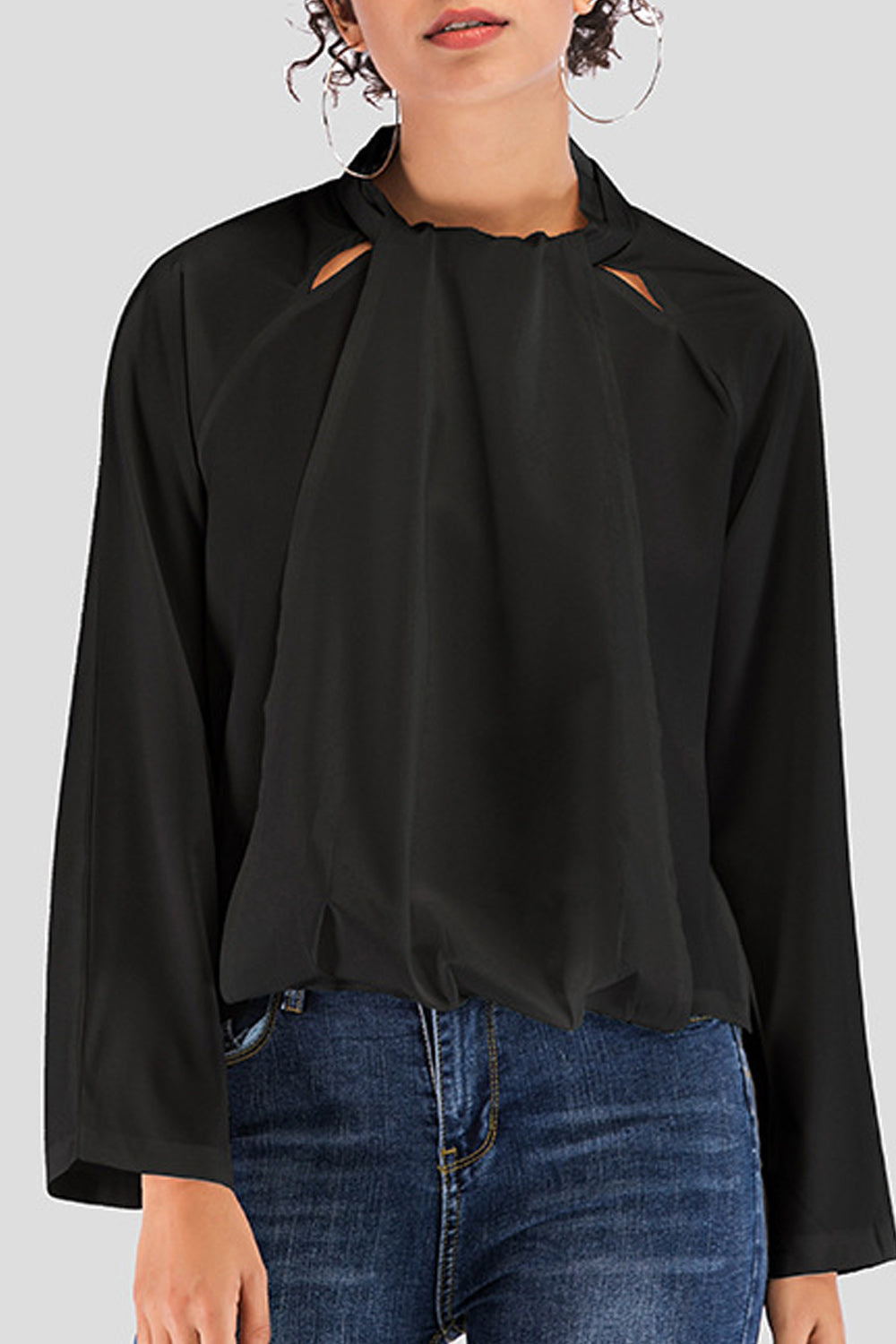 Women Breathable Loose Style Long Sleeve Solid Pattern Trendy Shirt