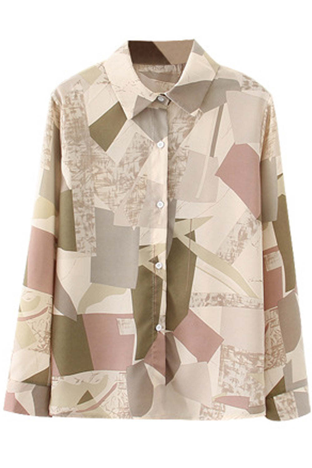 Women Convenient Button Closure Printed Style Long Sleeve Shirt