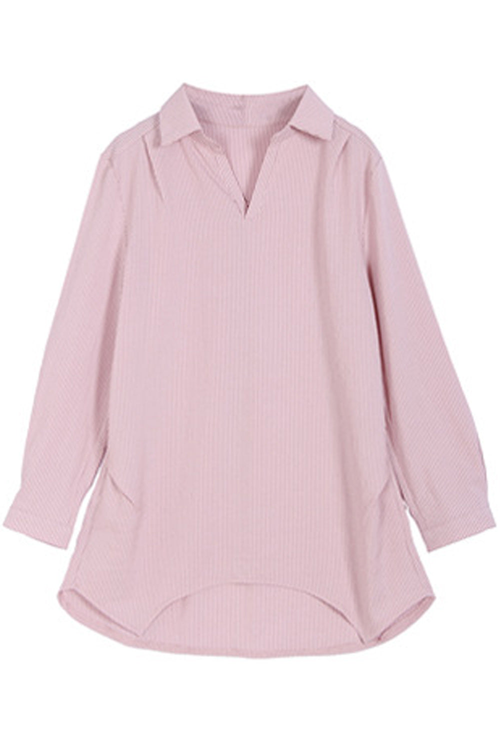 Women Simple Styled Solid Colored Long Sleeve Classy Shirt