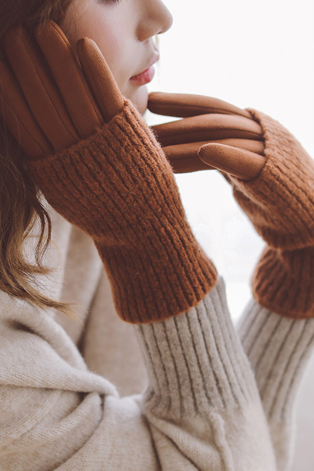 Women Comfortable Windproof Thick Outdoor Knitted Gloves