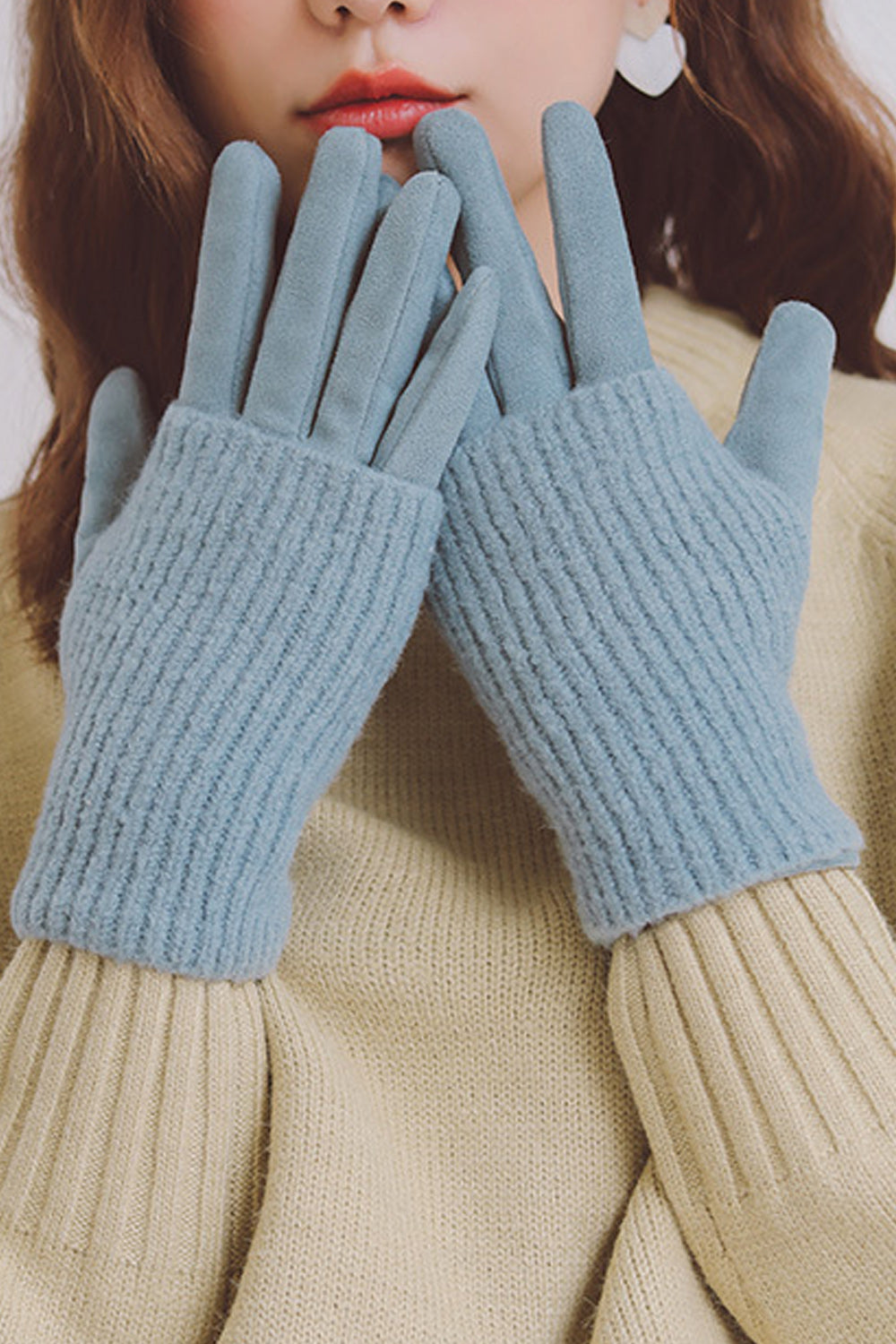 Women Comfortable Windproof Thick Outdoor Knitted Gloves