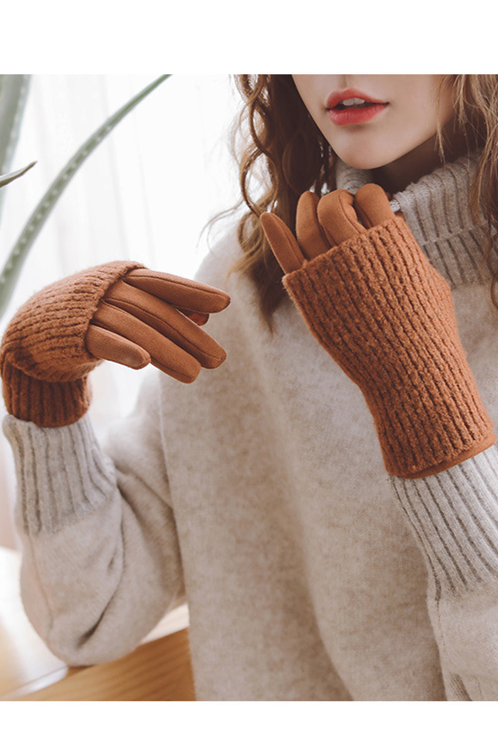 Women Comfortable Windproof Thick Outdoor Knitted Gloves