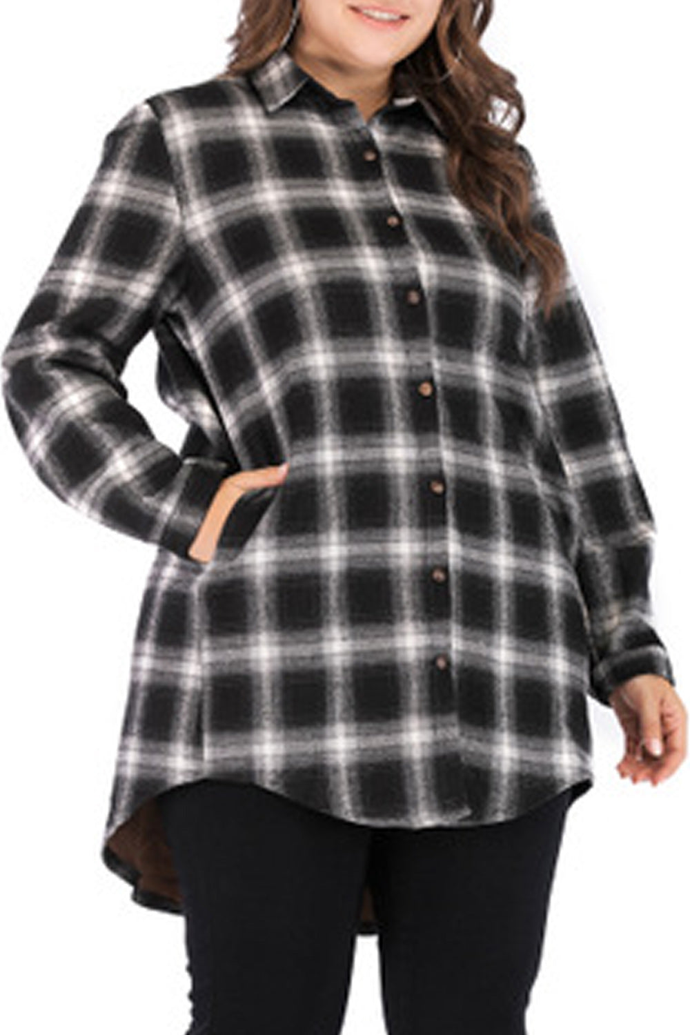 Women Breathable Lovely Plaid Pattern Long Sleeve Shirt