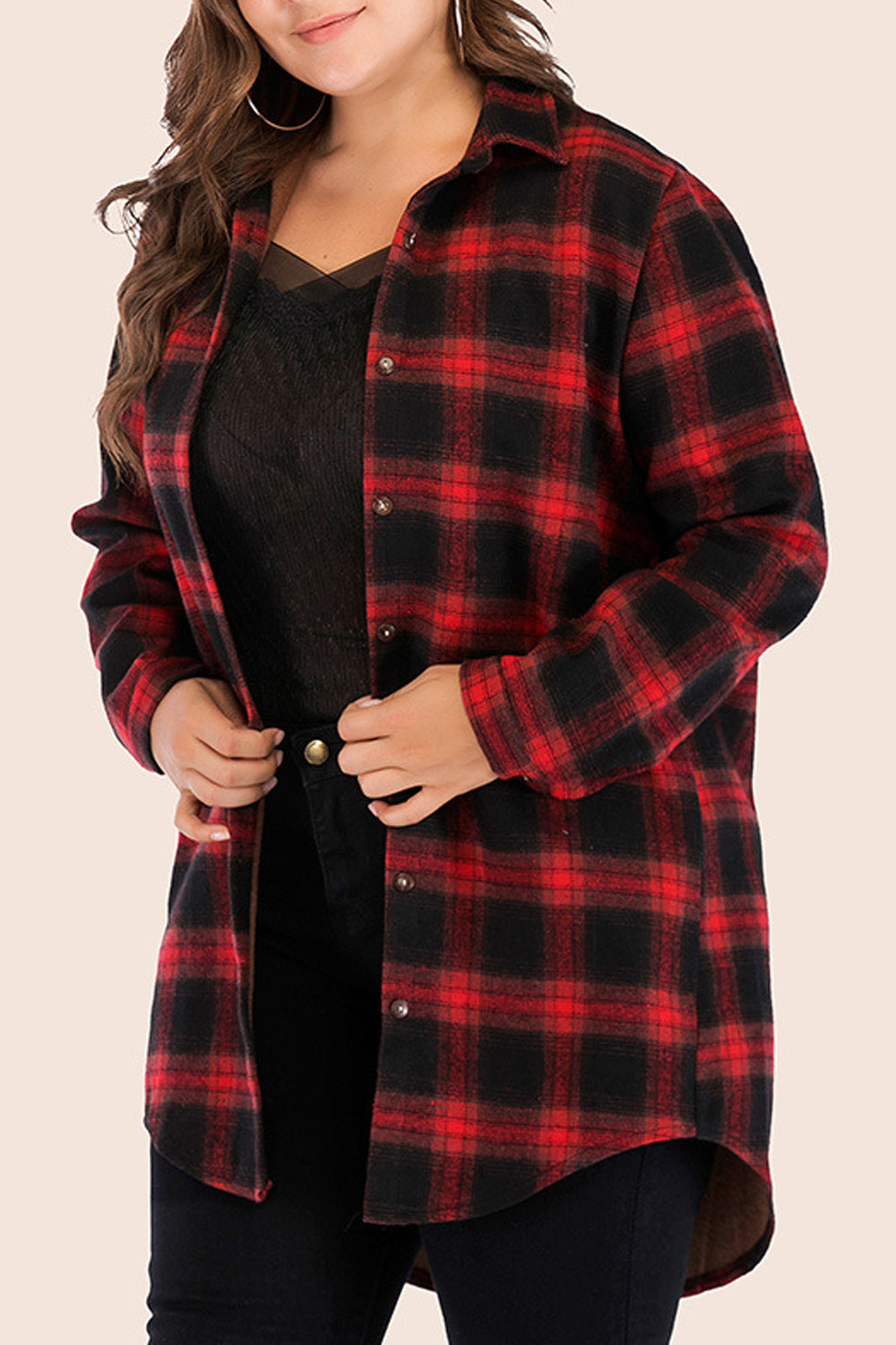 Women Breathable Lovely Plaid Pattern Long Sleeve Shirt