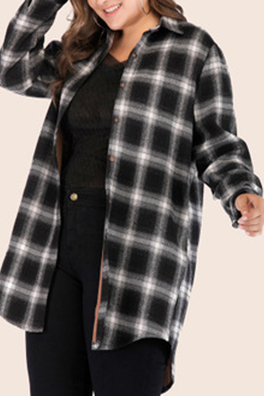 Women Breathable Lovely Plaid Pattern Long Sleeve Shirt