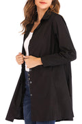 Women Elegant Solid Colored Long Sleeve Collar Neck Breathable Shirt
