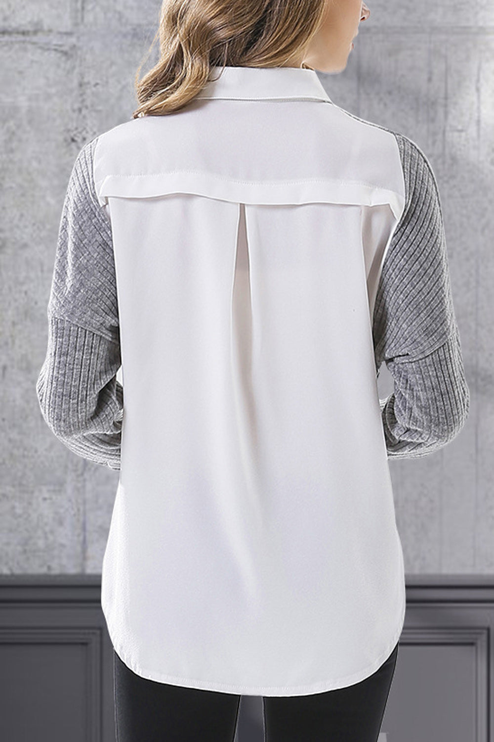 Women Lovely Long Sleeve Easy Collar Neck Solid Pattern Shirt