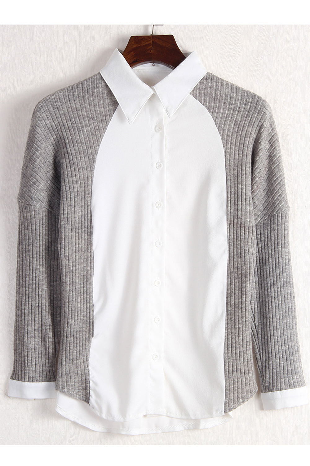 Women Lovely Long Sleeve Easy Collar Neck Solid Pattern Shirt
