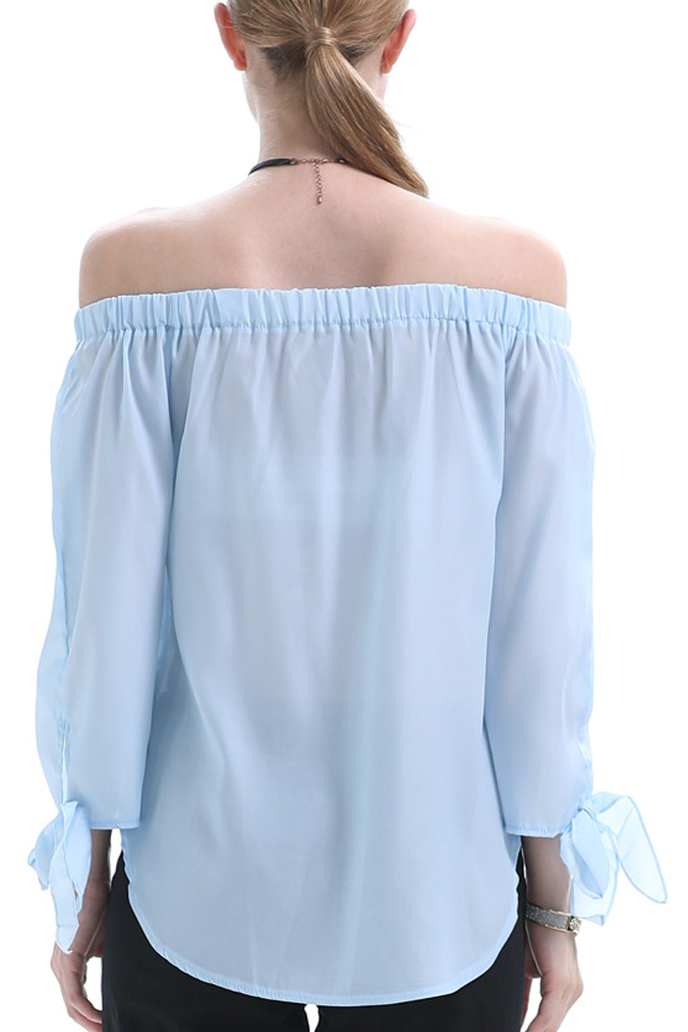 Women Beautiful Solid Colored Trendy Off-Shoulder Long Sleeve Shirt