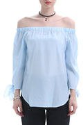 Women Beautiful Solid Colored Trendy Off-Shoulder Long Sleeve Shirt
