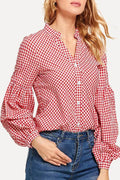 Women Slim Fit Loose Long Sleeve Button Closure Elegant Shirt