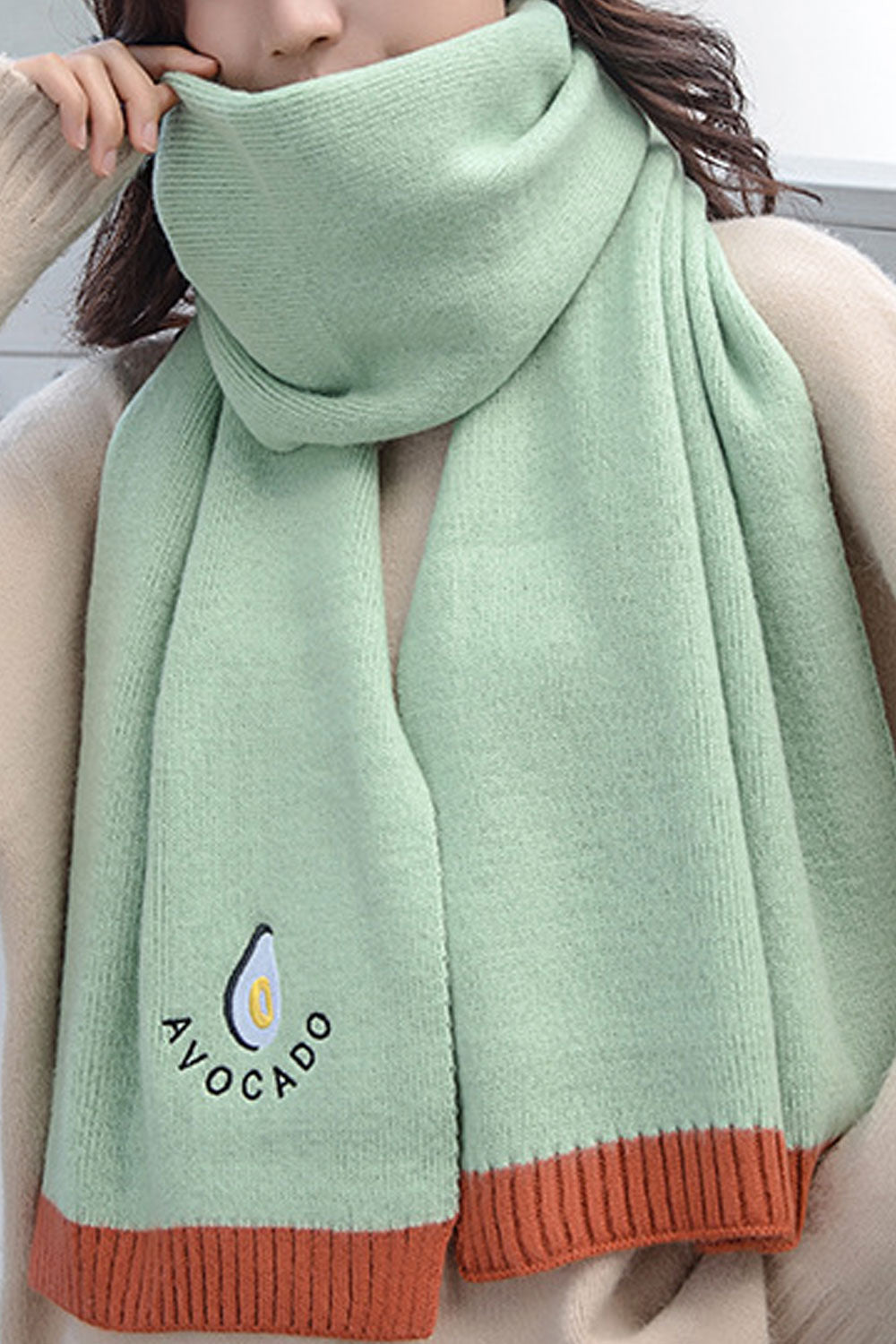 Women Soft Embroidered Pattern Warm Comfortable Muffler