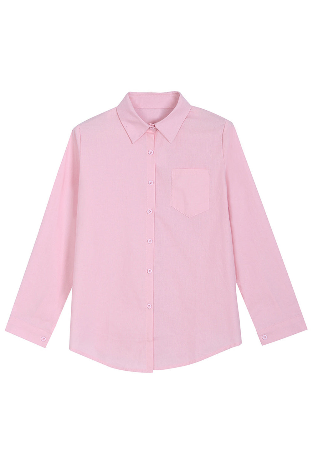 Women Thin Solid Colored Pocket Styled Button Closure Shirt