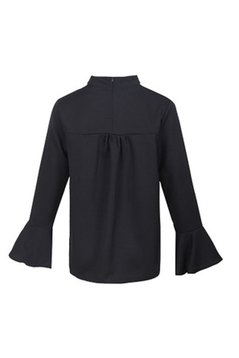 Women Classy Stand Collar Chiffon Horn Long Sleeve Shirt
