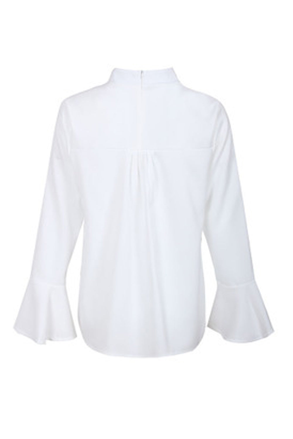 Women Classy Stand Collar Chiffon Horn Long Sleeve Shirt