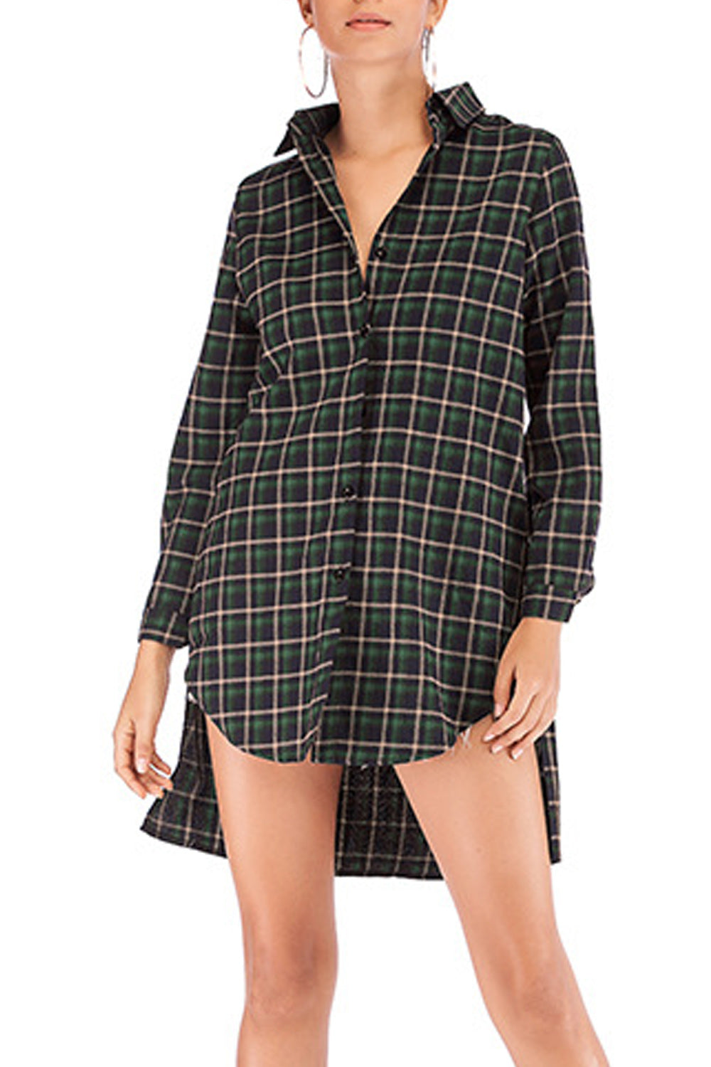 Women Stand Up Collar Long Sleeve Elegant Mid Length Shirt