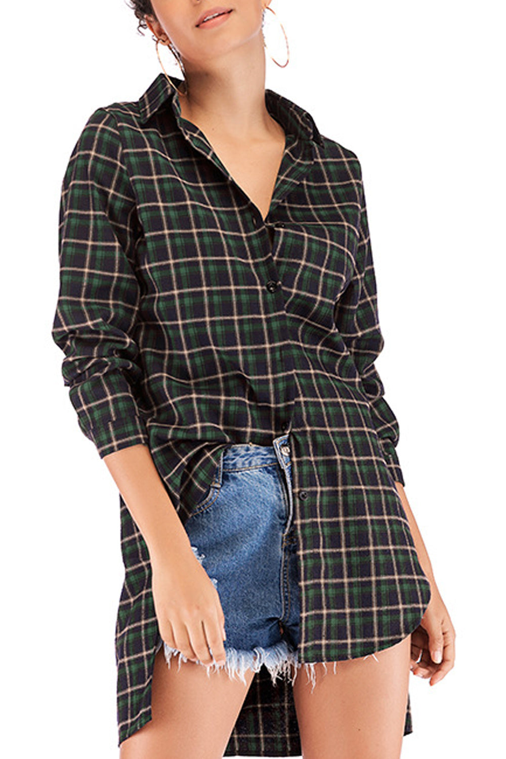 Women Stand Up Collar Long Sleeve Elegant Mid Length Shirt