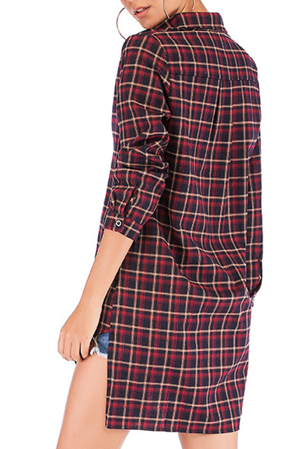 Women Stand Up Collar Long Sleeve Elegant Mid Length Shirt