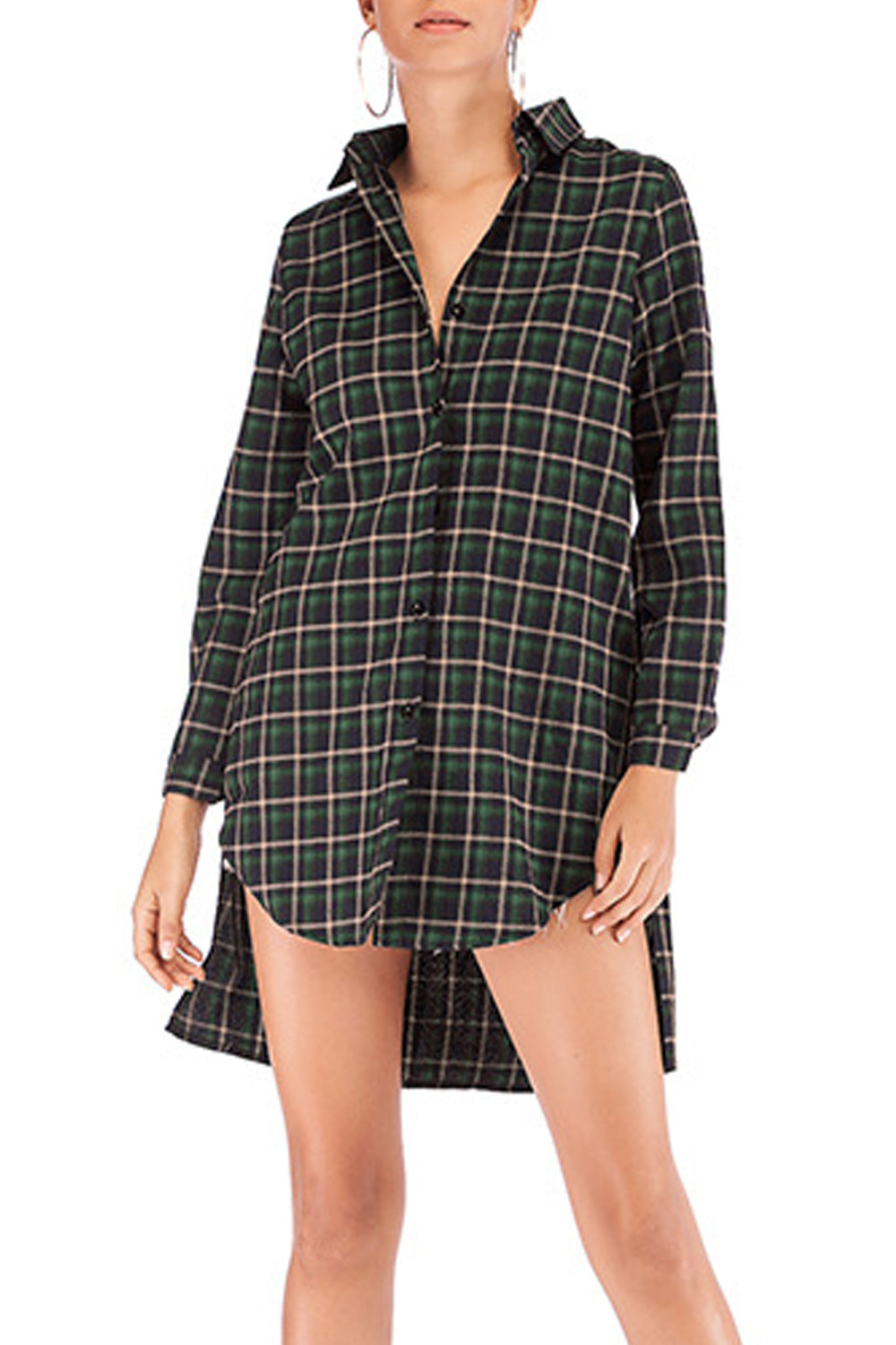 Women Stand Up Collar Long Sleeve Elegant Mid Length Shirt