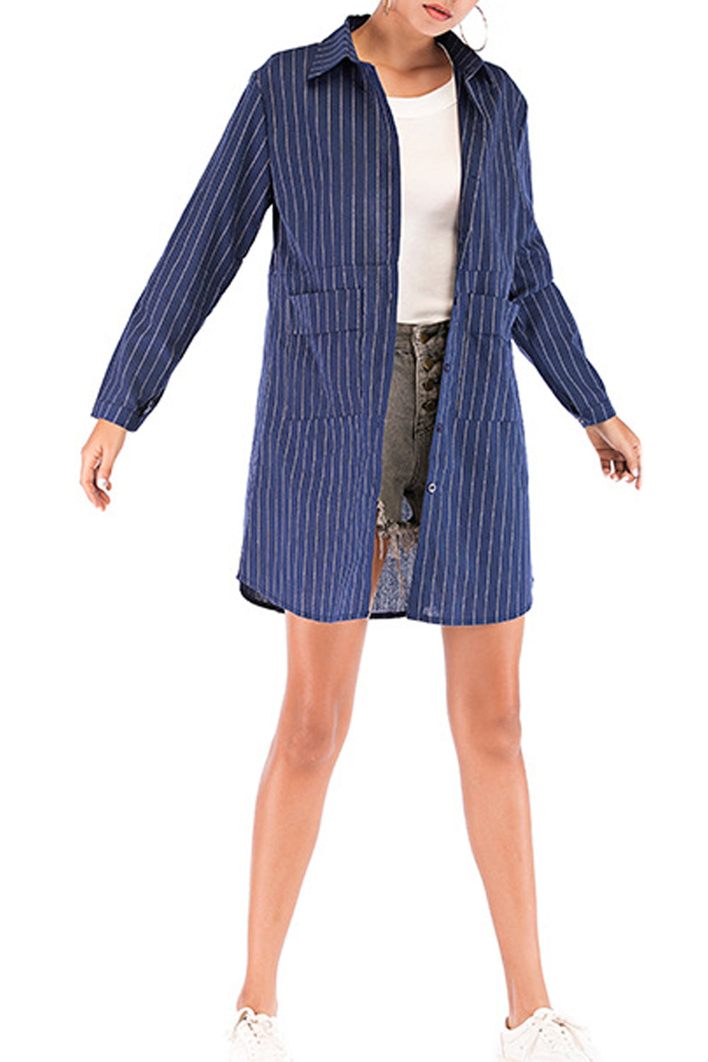 Women Fashionable Collar Neck Solid Colored Long Sleeve Shirt