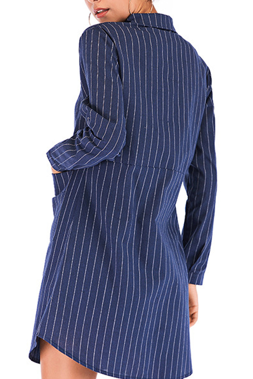 Women Fashionable Collar Neck Solid Colored Long Sleeve Shirt