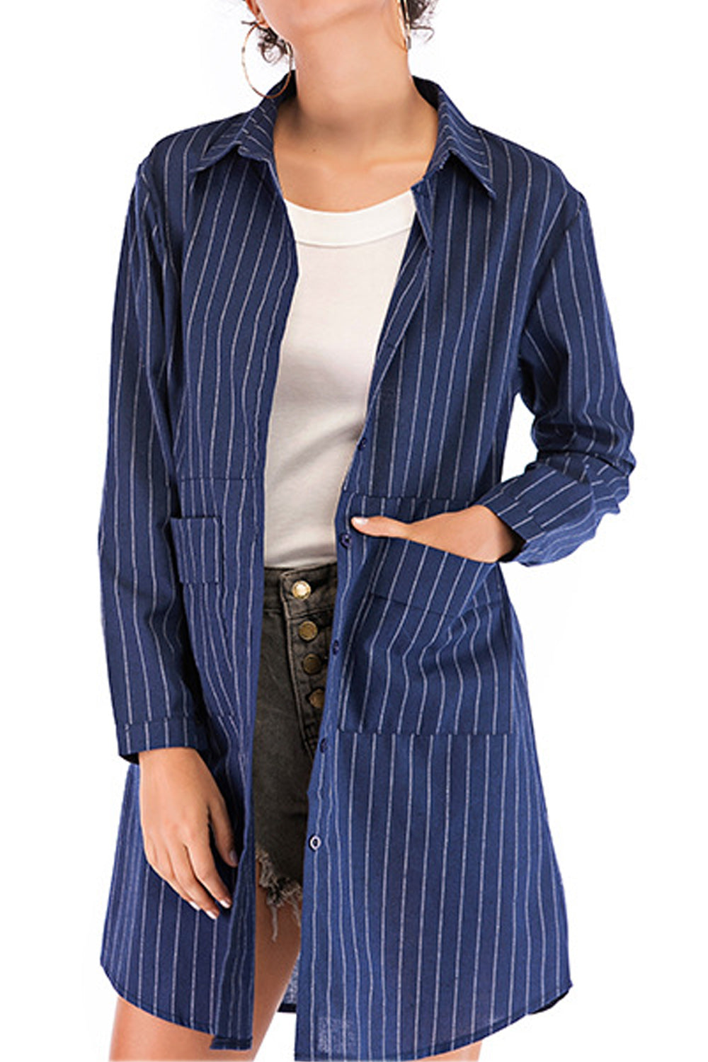 Women Fashionable Collar Neck Solid Colored Long Sleeve Shirt