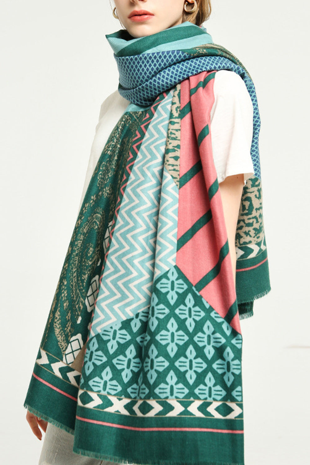 Women Convenient Printed Pattern Cozy Soft Muffler